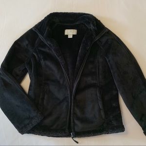 black faux fur insulated jacket